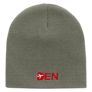 Den Embroidered 8 inch Acrylic Short Blank Beanie - Grey OSFM