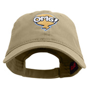 Oh My God Bubble Embroidered Garment Washed Cotton Twill Cap - Khaki OSFM