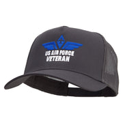 Air Force Wing Veteran Embroidered Five Panels Pro Style Trucker Mesh Cap