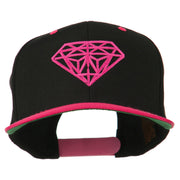 Diamond Embroidered Snapback Two Tone Cap