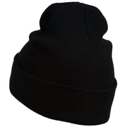 Diamond Embroidered Cuff Long Black Beanie