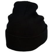 Diamond Embroidered Cuff Long Black Beanie