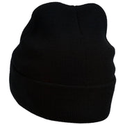 Diamond Embroidered Cuff Long Black Beanie