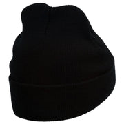 Diamond Embroidered Cuff Long Black Beanie