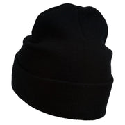 Diamond Embroidered Cuff Long Black Beanie