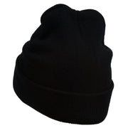 Diamond Embroidered Cuff Long Black Beanie