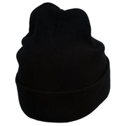 Diamond Embroidered Cuff Long Black Beanie