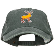 Deer Wild Animal Patched Washed Cotton Twill Cap