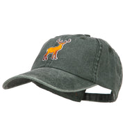 Deer Wild Animal Patched Washed Cotton Twill Cap