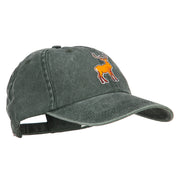 Deer Wild Animal Patched Washed Cotton Twill Cap