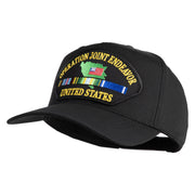 Operation Joint Endeavor United States Patched Solid Cotton Twill 5 Panel Prostyle Snap Cap - Black OSFM