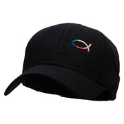 Rainbow Jesus Fish Christian Patched Low Profile Cap - Black OSFM