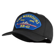 USS Missouri BB 63 Blue Patched Solid Cotton Twill 5 Panel Prostyle Snap Cap - Black OSFM