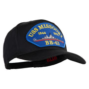 USS Missouri BB 63 Blue Patched Solid Cotton Twill 5 Panel Prostyle Snap Cap - Black OSFM