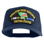 Operation Joint Endeavor United States Patched Solid Cotton Twill 5 Panel Prostyle Snap Cap - Navy OSFM