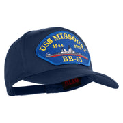USS Missouri BB 63 Blue Patched Solid Cotton Twill 5 Panel Prostyle Snap Cap - Navy OSFM