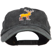 Deer Wild Animal Patched Washed Cotton Twill Cap