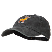 Deer Wild Animal Patched Washed Cotton Twill Cap