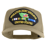 Operation Joint Endeavor United States Patched Solid Cotton Twill 5 Panel Prostyle Snap Cap - Khaki OSFM