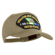 Operation Joint Endeavor United States Patched Solid Cotton Twill 5 Panel Prostyle Snap Cap - Khaki OSFM