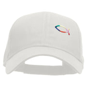 Rainbow Jesus Fish Christian Patched Low Profile Cap - White OSFM