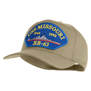 USS Missouri BB 63 Blue Patched Solid Cotton Twill 5 Panel Prostyle Snap Cap - Khaki OSFM