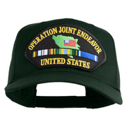 Operation Joint Endeavor United States Patched Solid Cotton Twill 5 Panel Prostyle Snap Cap - Dark Green OSFM