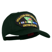 Operation Joint Endeavor United States Patched Solid Cotton Twill 5 Panel Prostyle Snap Cap - Dark Green OSFM