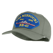 USS Missouri BB 63 Blue Patched Solid Cotton Twill 5 Panel Prostyle Snap Cap - Grey OSFM