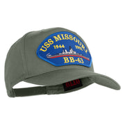 USS Missouri BB 63 Blue Patched Solid Cotton Twill 5 Panel Prostyle Snap Cap - Grey OSFM