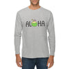 Aloha Graphic Long Sleeve Crewneck Tee - Heather-Grey XS