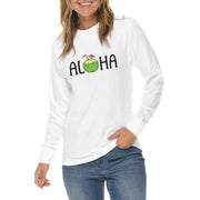 Aloha Graphic Long Sleeve Crewneck Tee - White XS