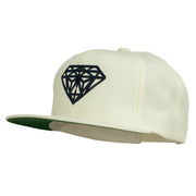 Big Diamond Outline Embroidered Flat Bill White Cap