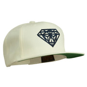 Big Diamond Outline Embroidered Flat Bill White Cap