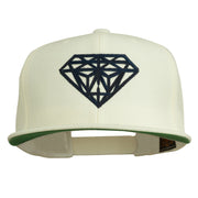 Big Diamond Outline Embroidered Flat Bill White Cap