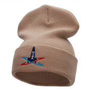 Spaceship Silhouette Embroidered Long Beanie Made in USA