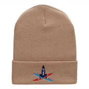 Spaceship Silhouette Embroidered Long Beanie Made in USA