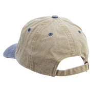 Bear's Footprint Embroidered Pigment Dyed Wash Cap - Khaki-Navy OSFM