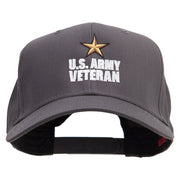 Star Army Veteran Embroidered Solid Cotton Twill Pro Style Cap - Charcoal OSFM