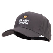 Star Army Veteran Embroidered Solid Cotton Twill Pro Style Cap - Charcoal OSFM