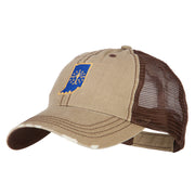 Indiana State Flag Map Embroidered Low Profile Cotton Mesh Cap