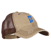 Indiana State Flag Map Embroidered Low Profile Cotton Mesh Cap