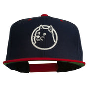 Dog Face Embroidered Flat Bill Snapback Cap