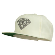 Big Diamond Outline Embroidered Flat Bill White Cap