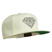 Big Diamond Outline Embroidered Flat Bill White Cap