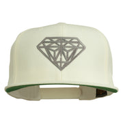 Big Diamond Outline Embroidered Flat Bill White Cap