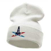 Spaceship Silhouette Embroidered Long Beanie Made in USA