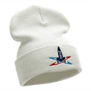 Spaceship Silhouette Embroidered Long Beanie Made in USA