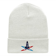 Spaceship Silhouette Embroidered Long Beanie Made in USA