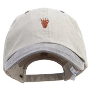 Bear's Footprint Embroidered Pigment Dyed Wash Cap - Beige-Black OSFM